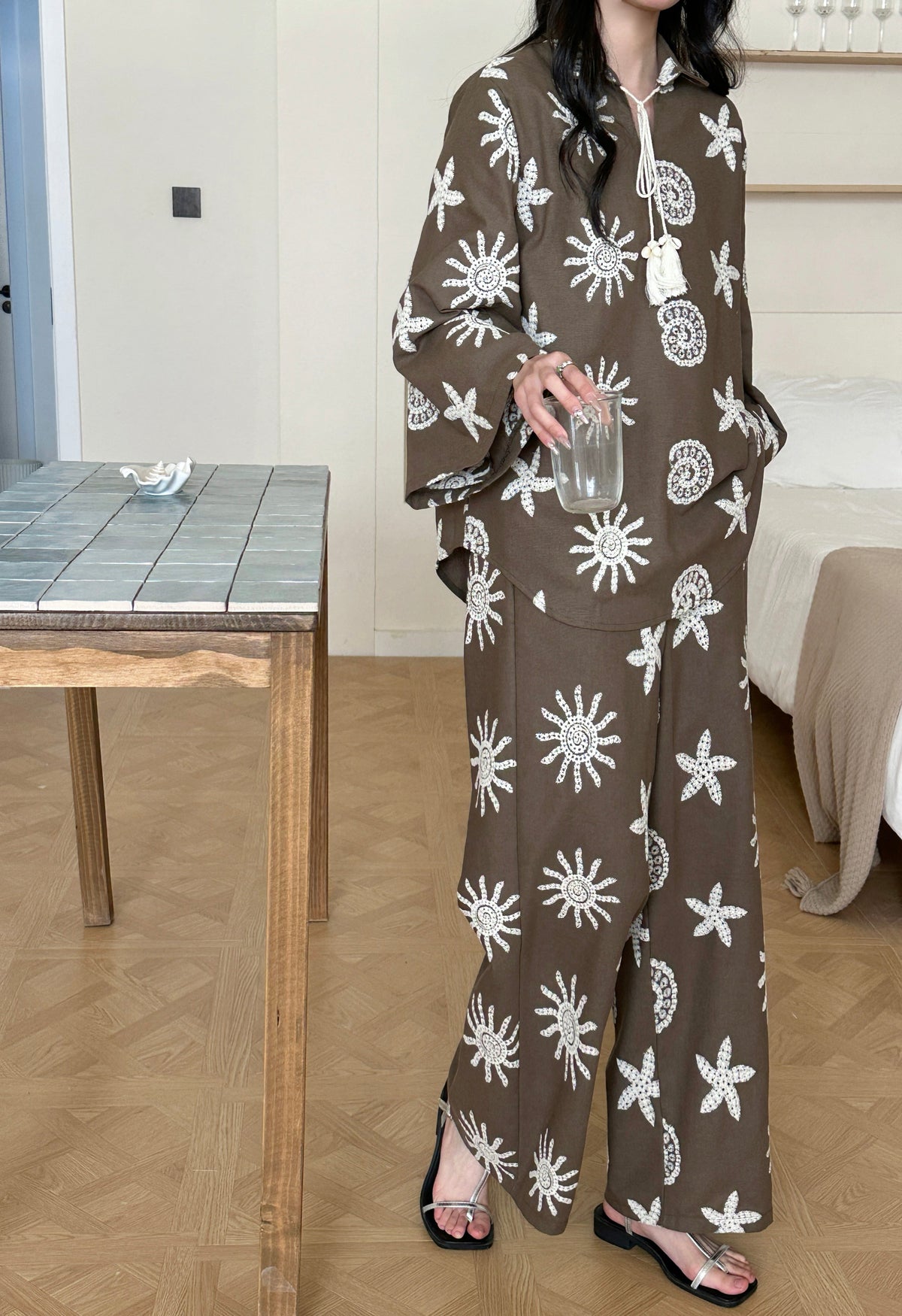 Canggu Embroidered Sun Suit Brown