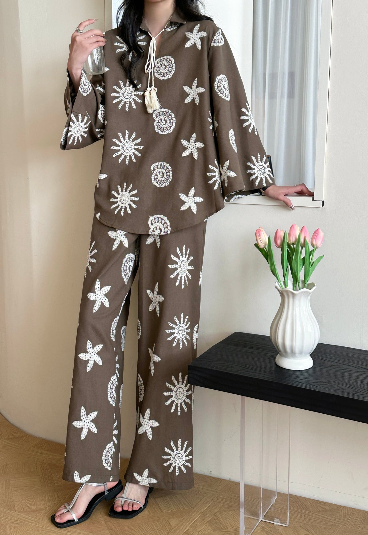 Canggu Embroidered Sun Suit Brown
