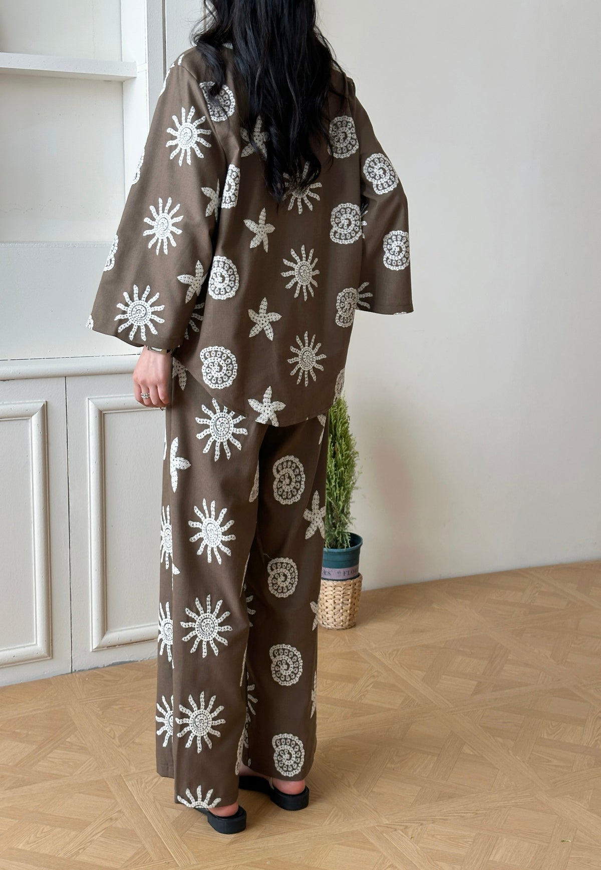 Canggu Embroidered Sun Suit Brown