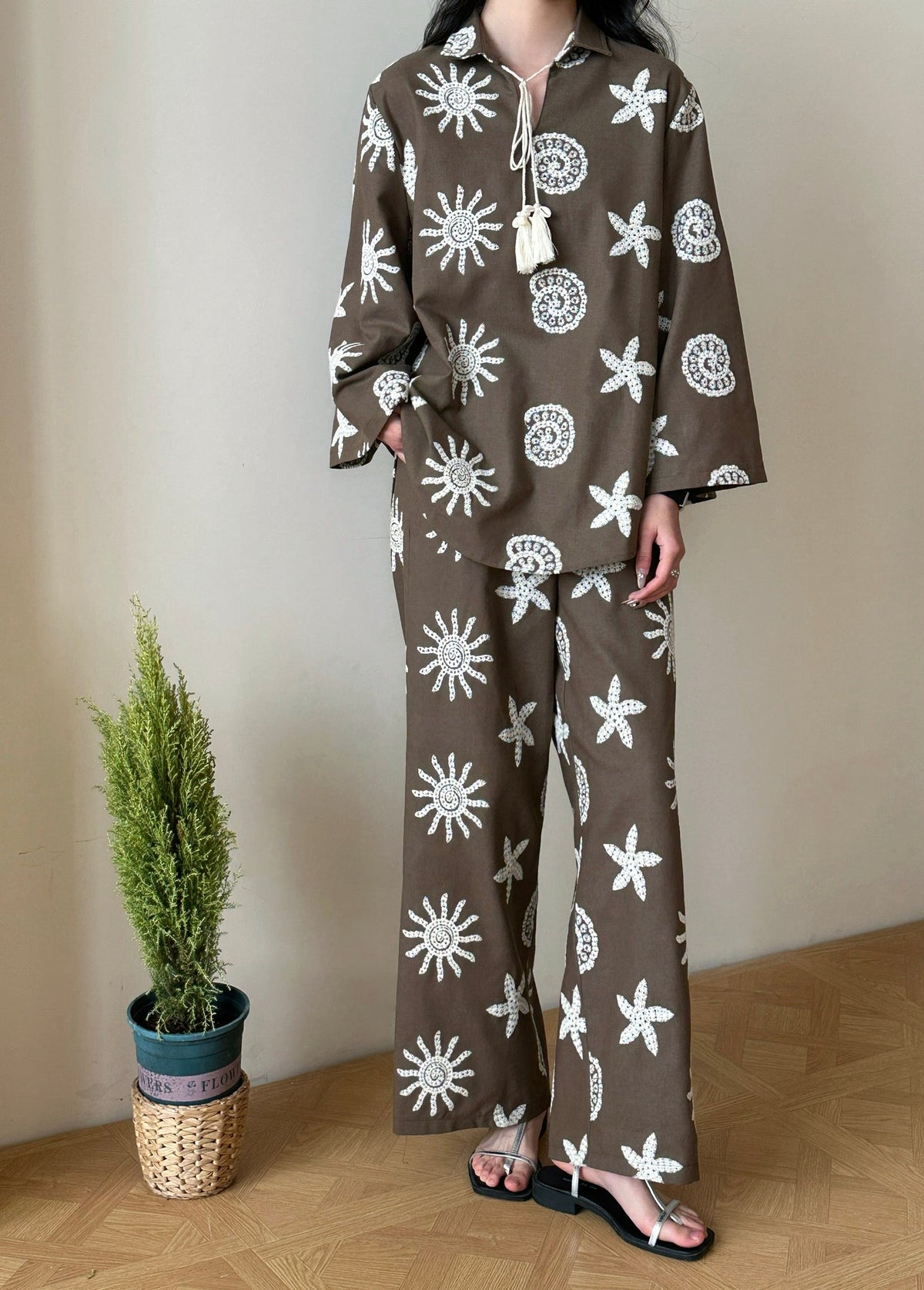 Canggu Embroidered Sun Suit Brown