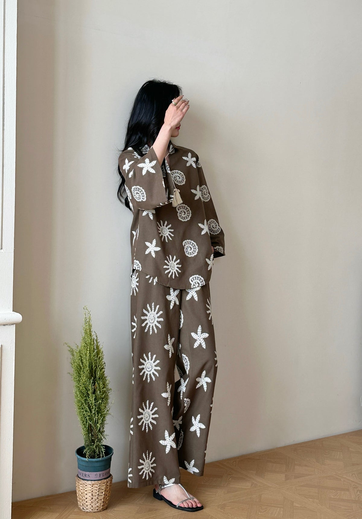 Canggu Embroidered Sun Suit Brown