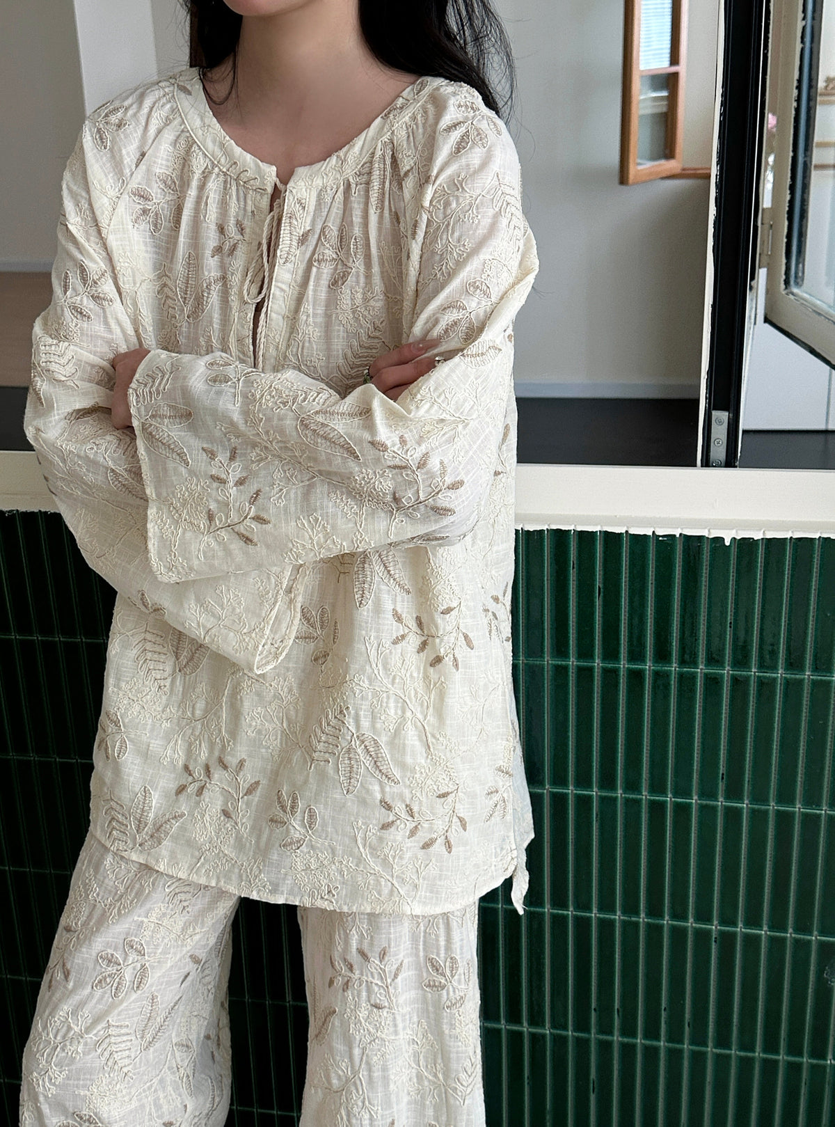 Corfu Embroidered Suit with Tassel