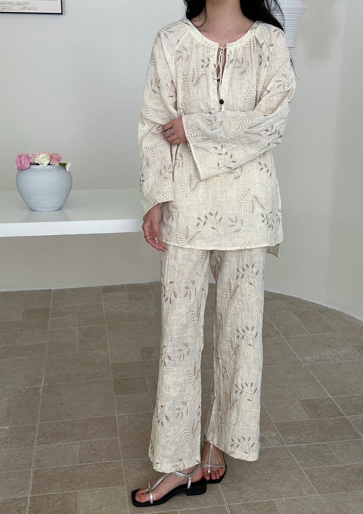 Corfu Embroidered Suit with Tassel