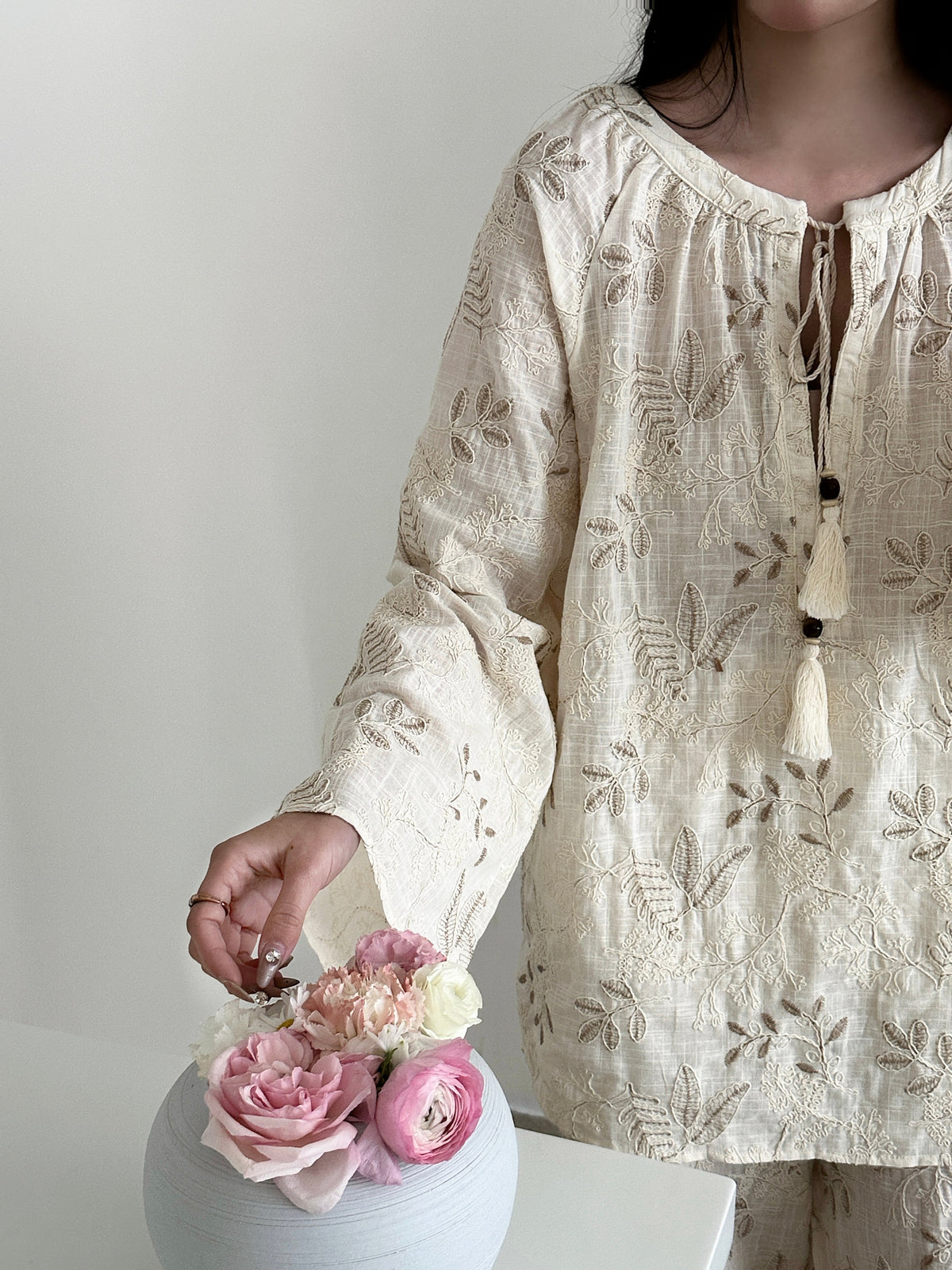 Corfu Embroidered Suit with Tassel
