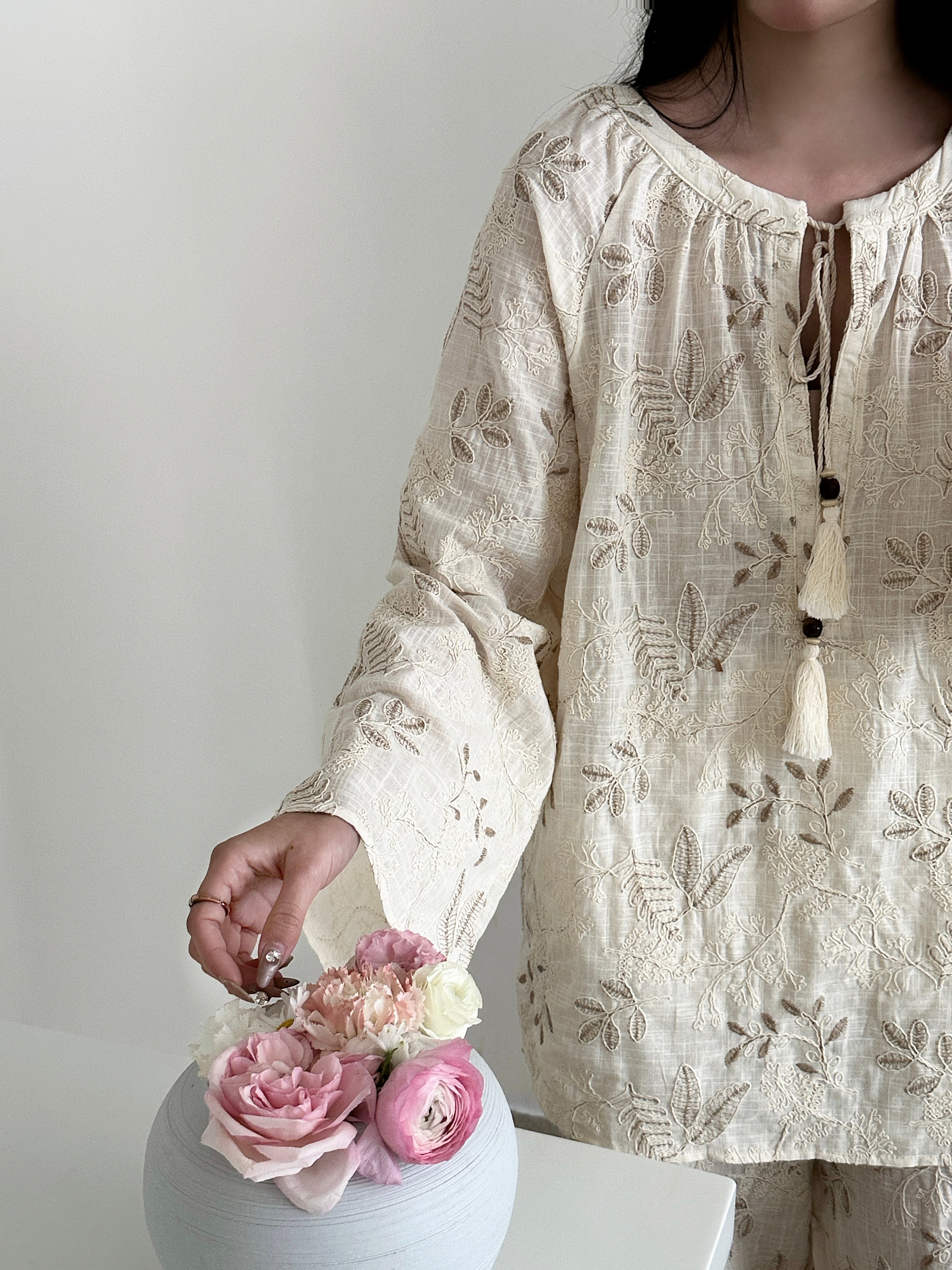 Corfu Embroidered Suit with Tassel