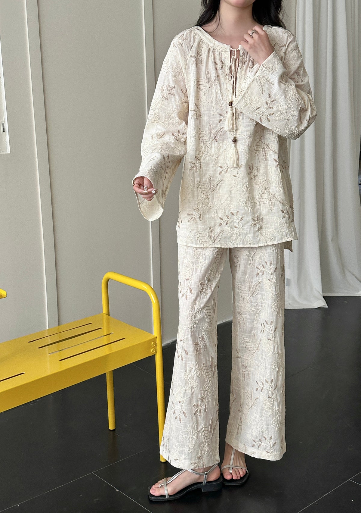 Corfu Embroidered Suit with Tassel