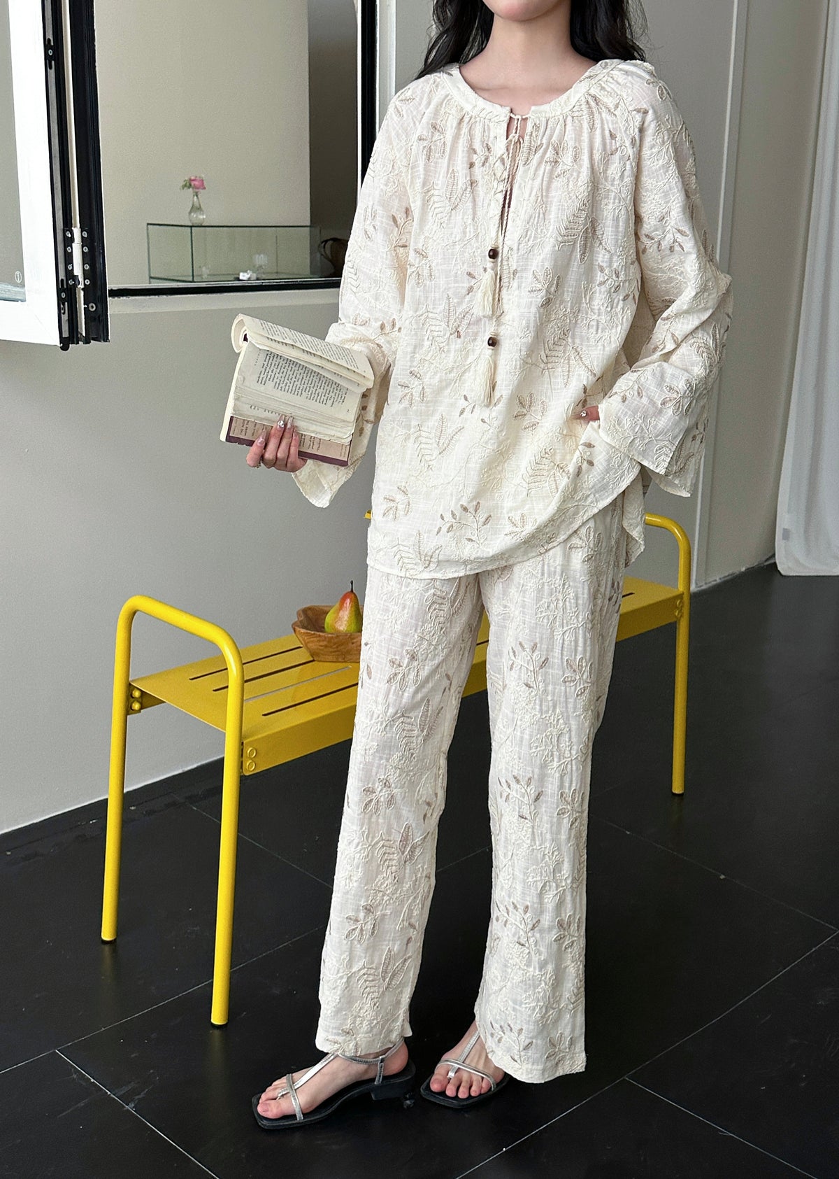 Corfu Embroidered Suit with Tassel