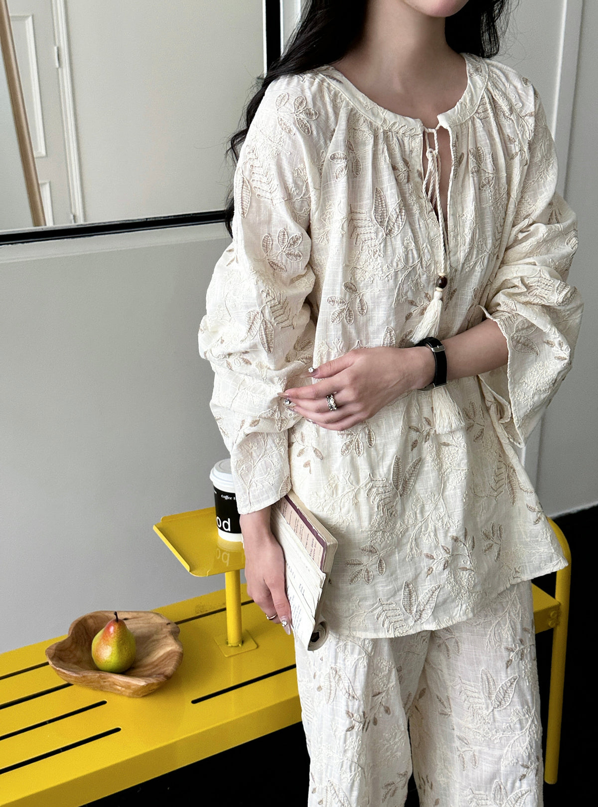 Corfu Embroidered Suit with Tassel