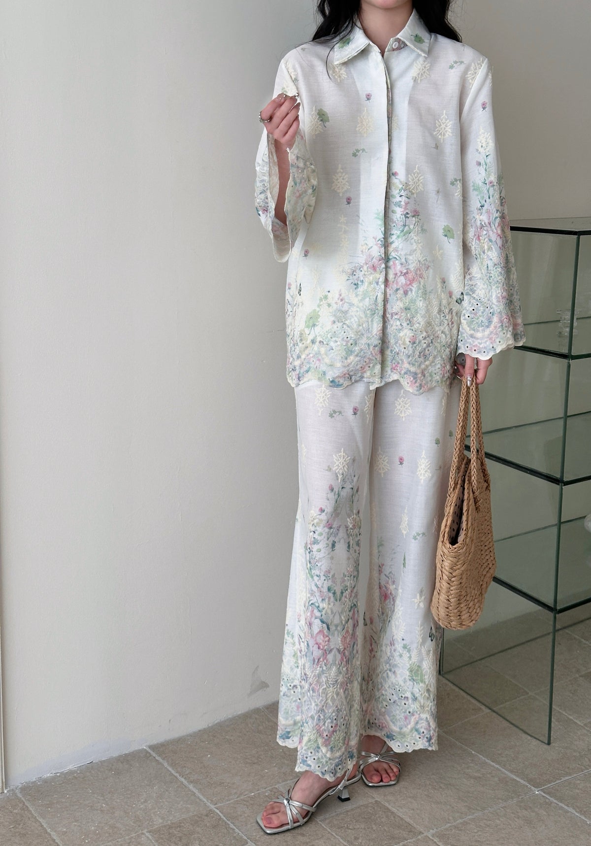 Marbella Embroidered Suit with Floral Details