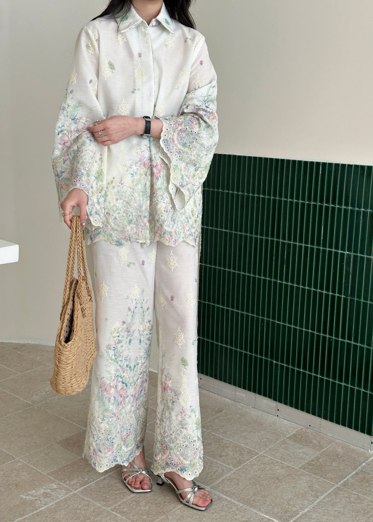 Marbella Embroidered Suit with Floral Details
