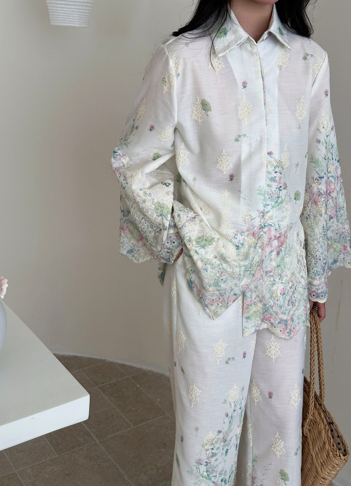 Marbella Embroidered Suit with Floral Details