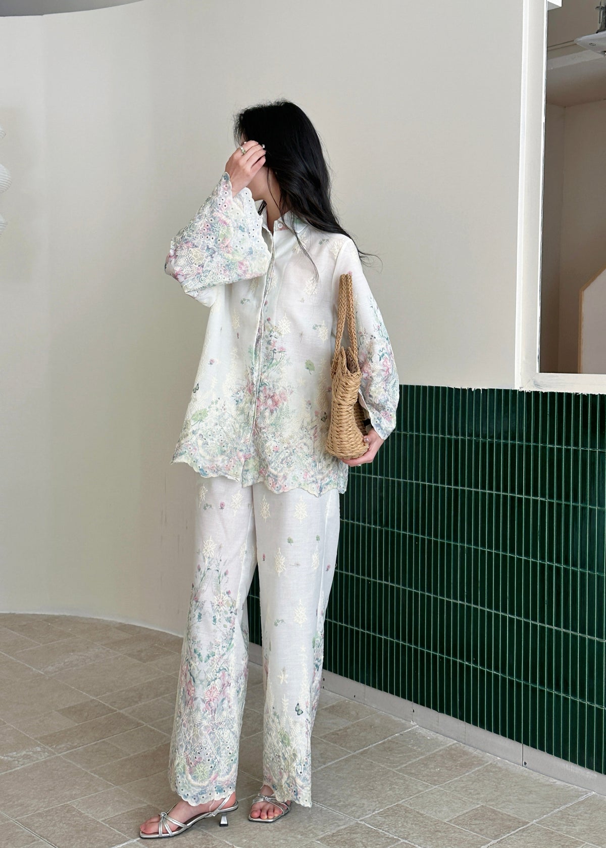 Marbella Embroidered Suit with Floral Details