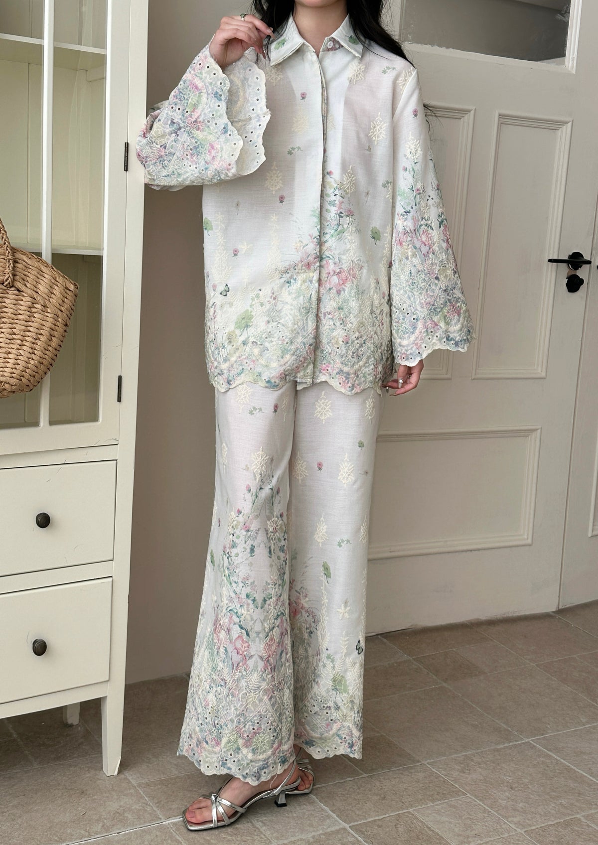 Marbella Embroidered Suit with Floral Details