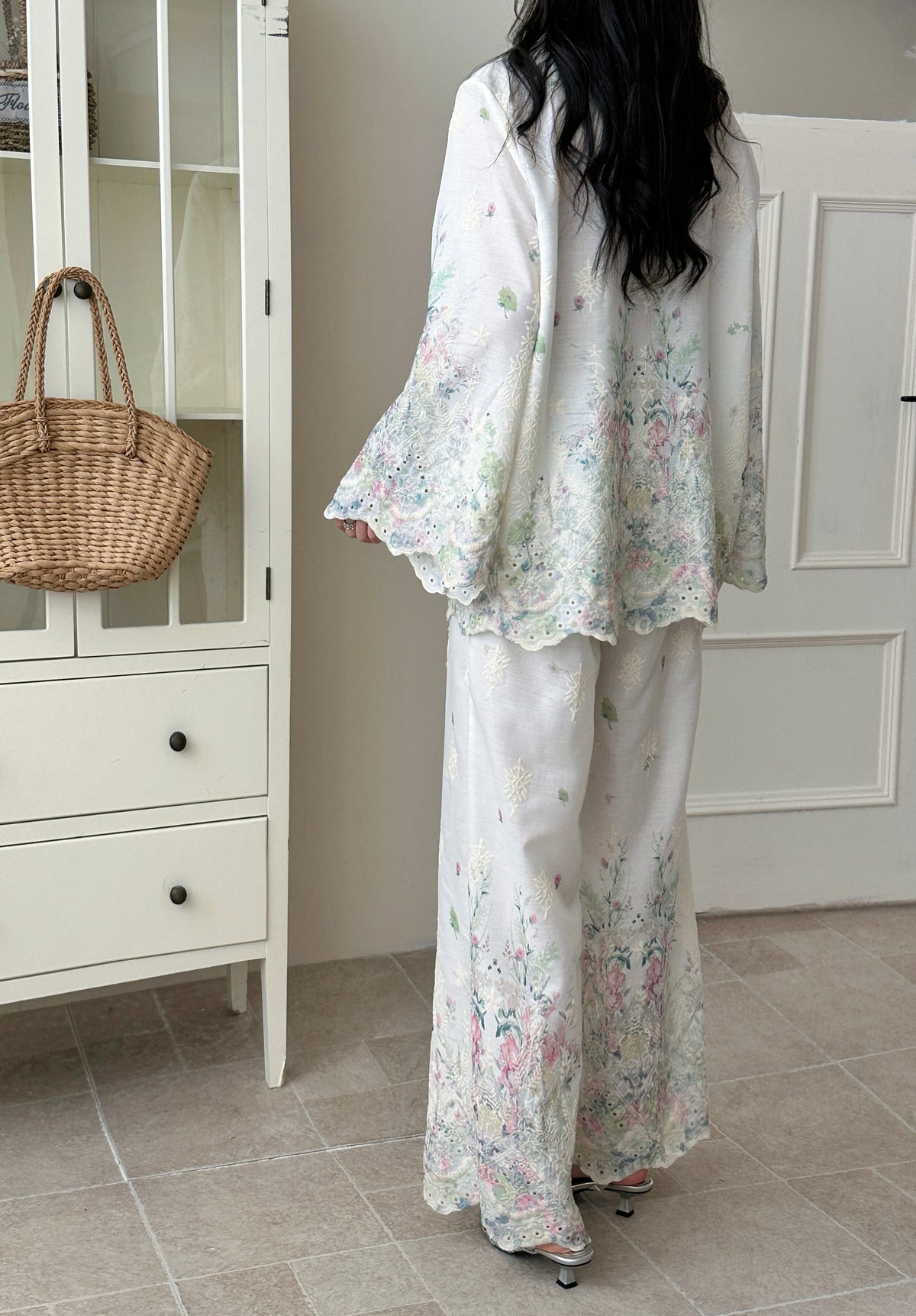 Marbella Embroidered Suit with Floral Details
