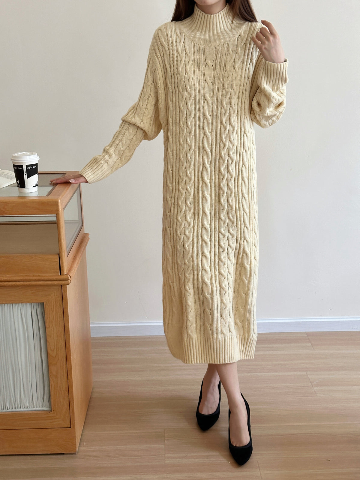 Denver Off White Cable Knit Dress