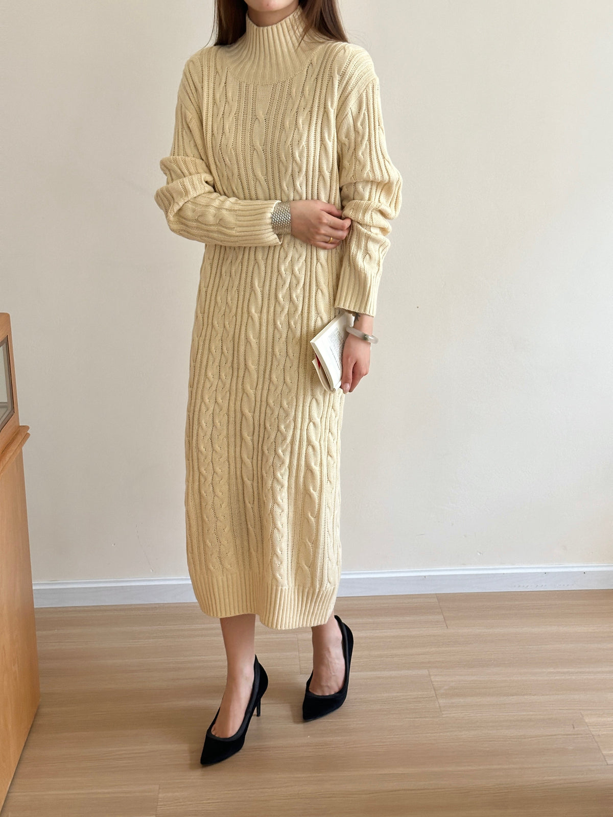 Denver Off White Cable Knit Dress