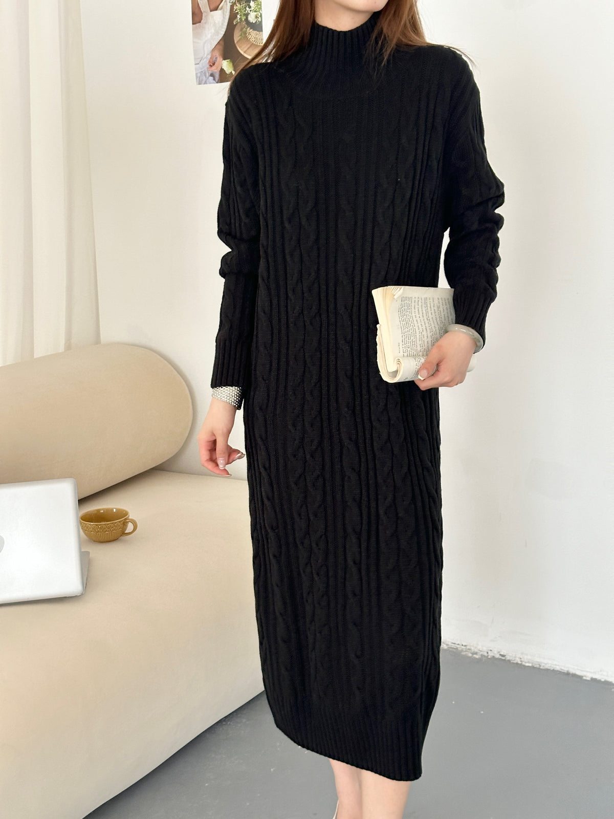 Denver Black Cable Knit Dress