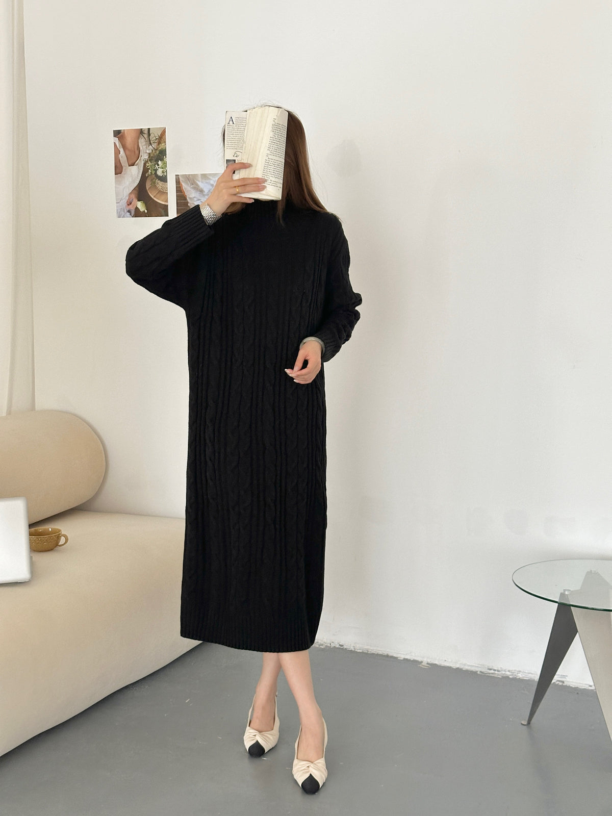 Denver Black Cable Knit Dress