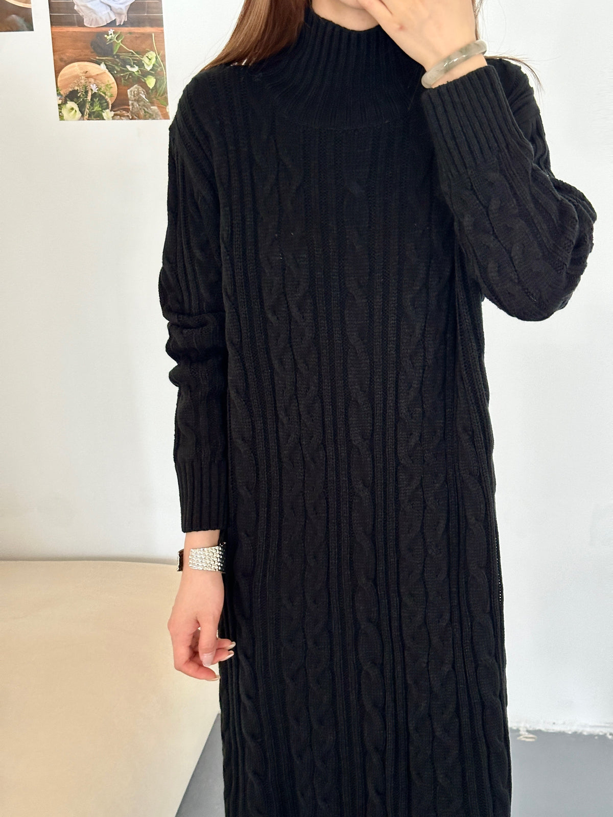 Denver Black Cable Knit Dress