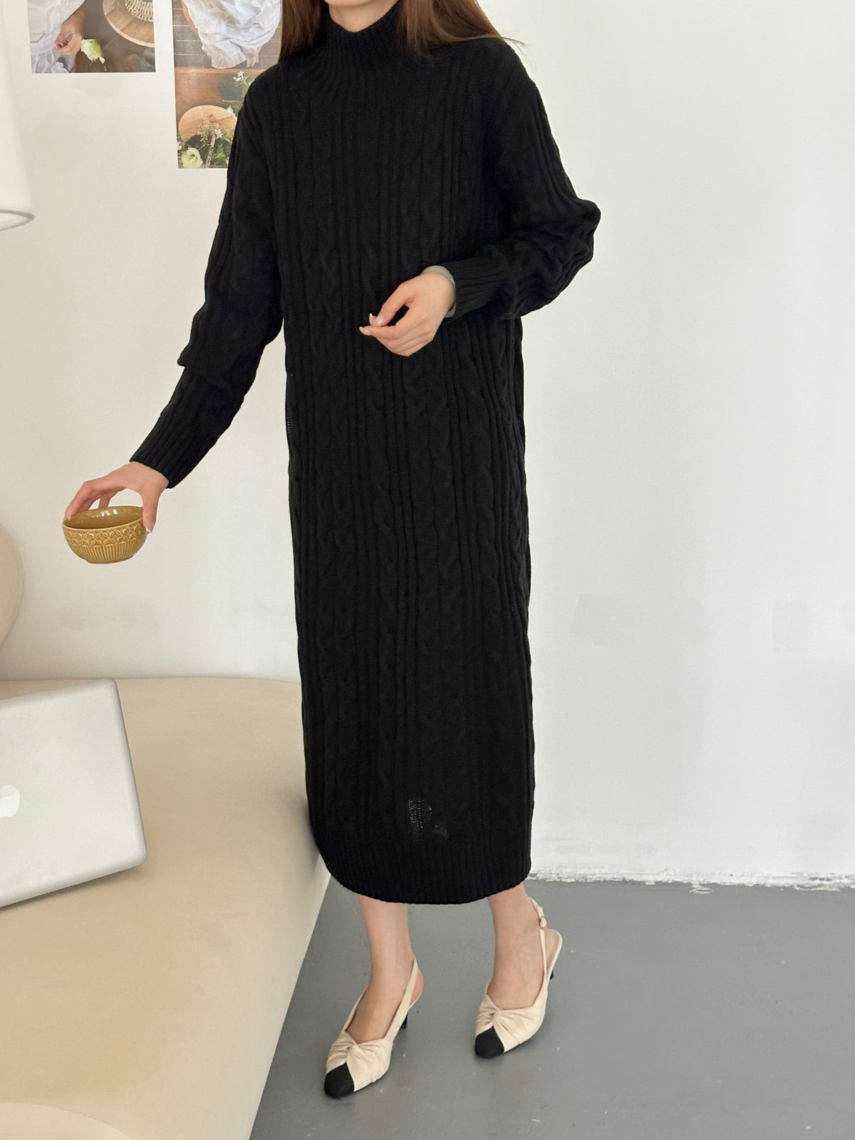 Denver Black Cable Knit Dress
