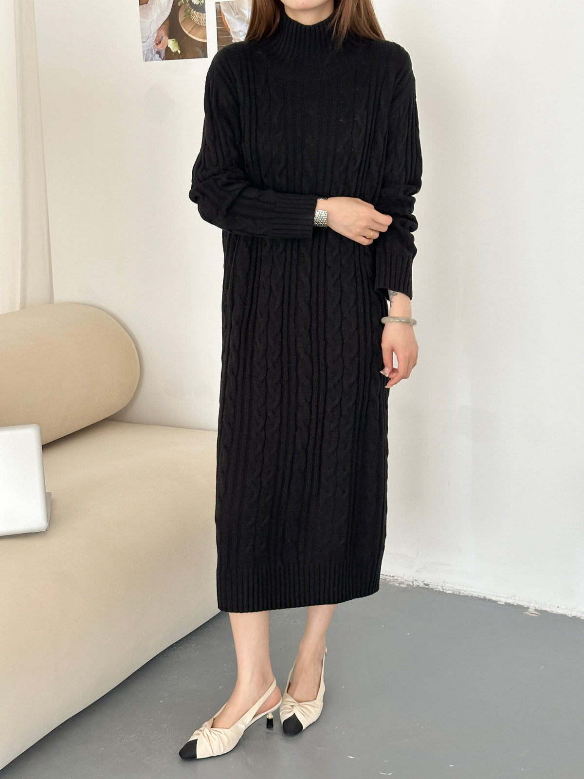 Denver Black Cable Knit Dress
