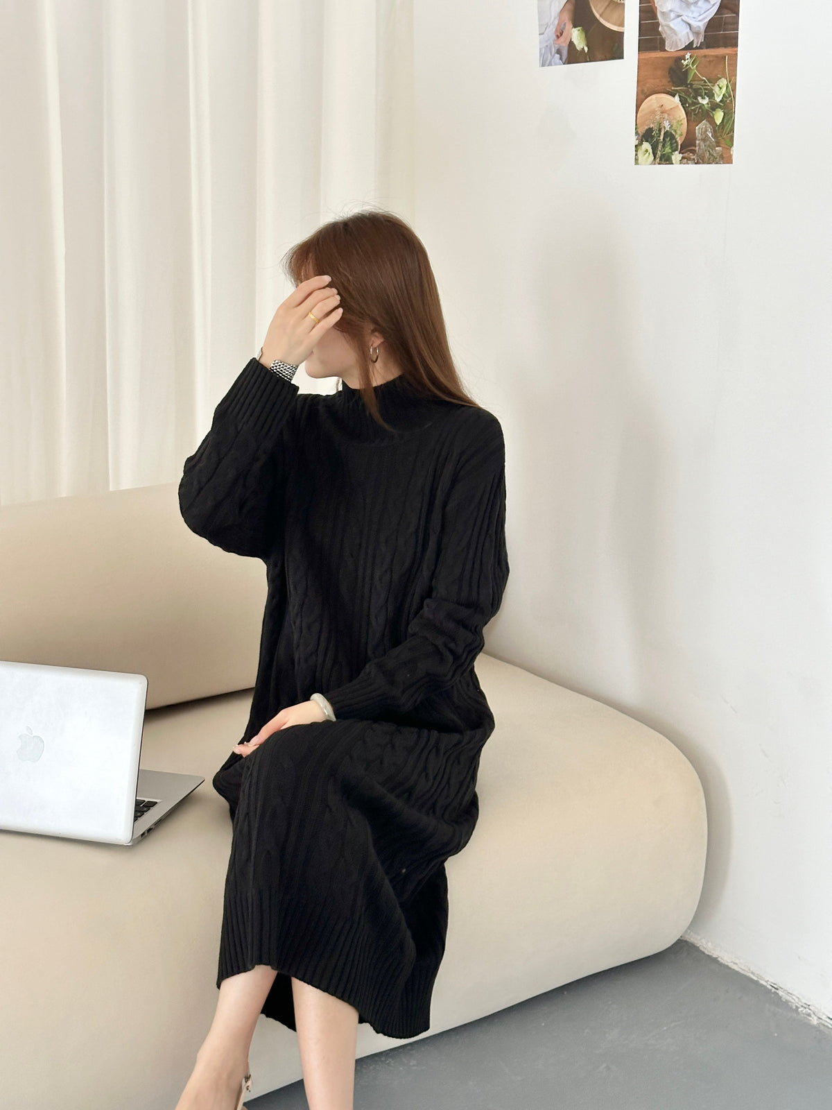 Denver Black Cable Knit Dress
