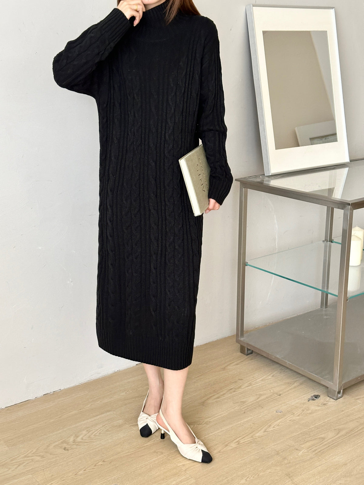 Denver Black Cable Knit Dress
