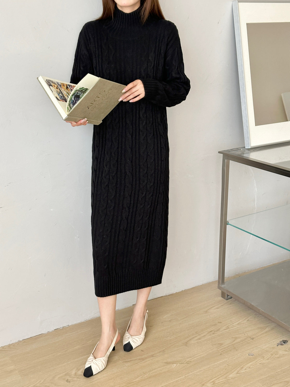Denver Black Cable Knit Dress