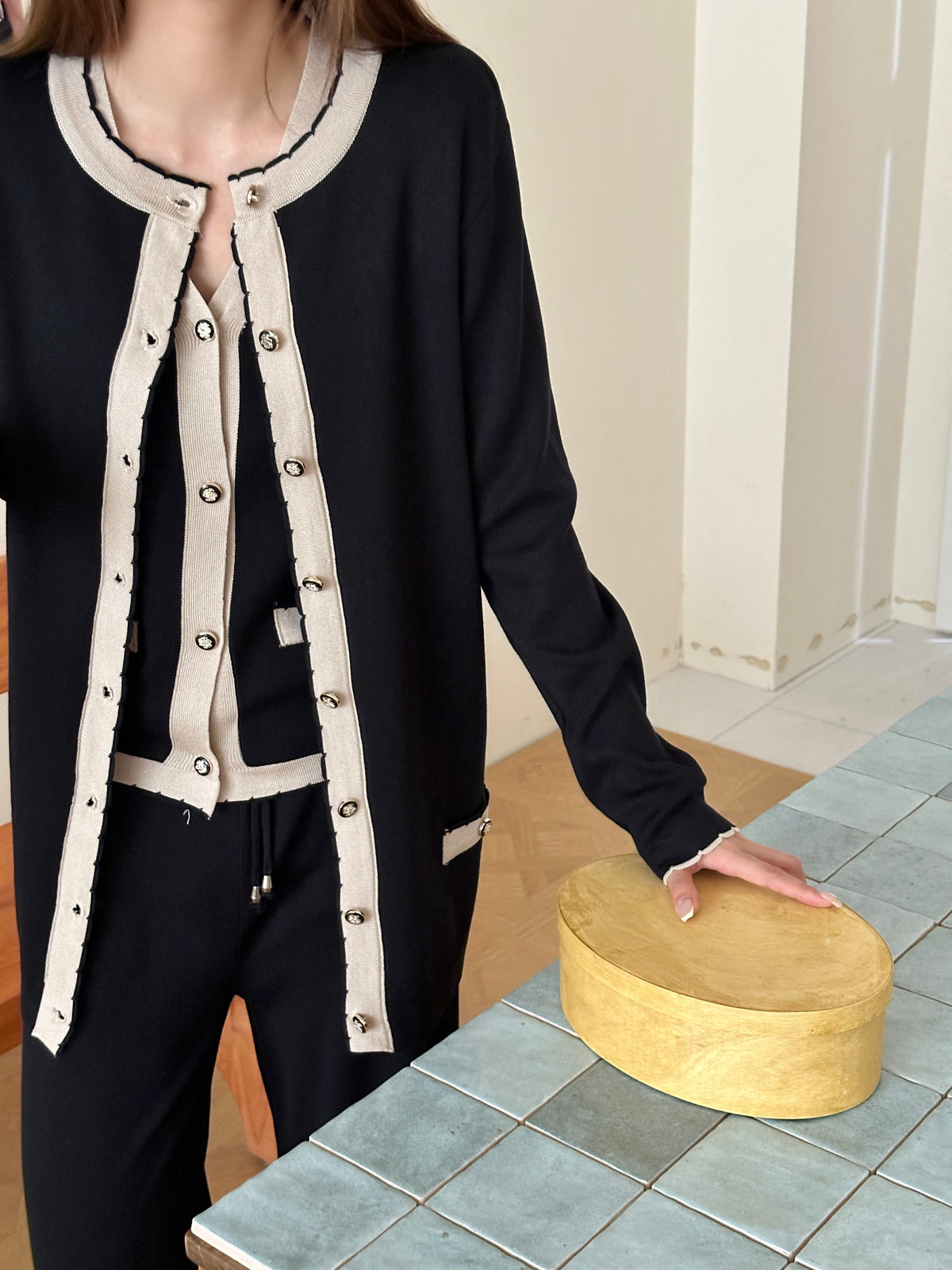 Bern Black and White Three Piece Knit Suit