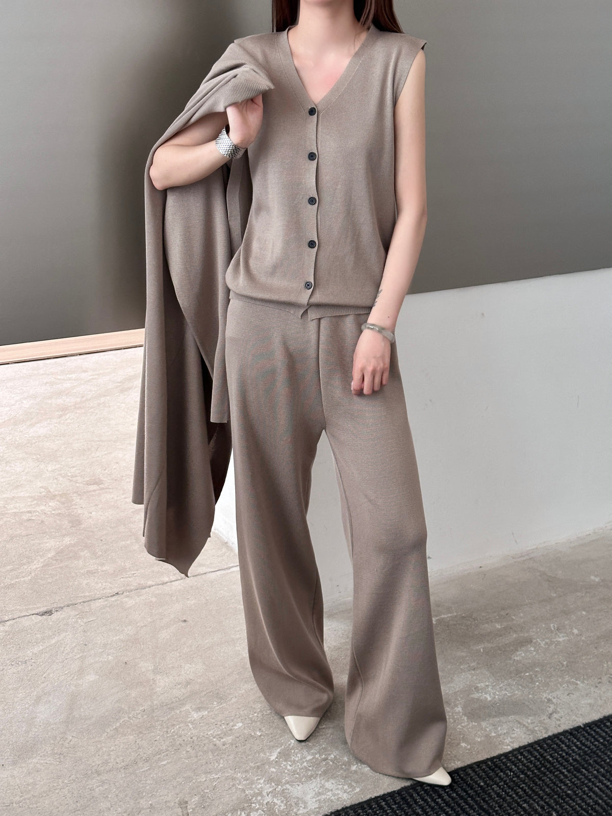 Vienna Buttoned Three Piece Knit Suit