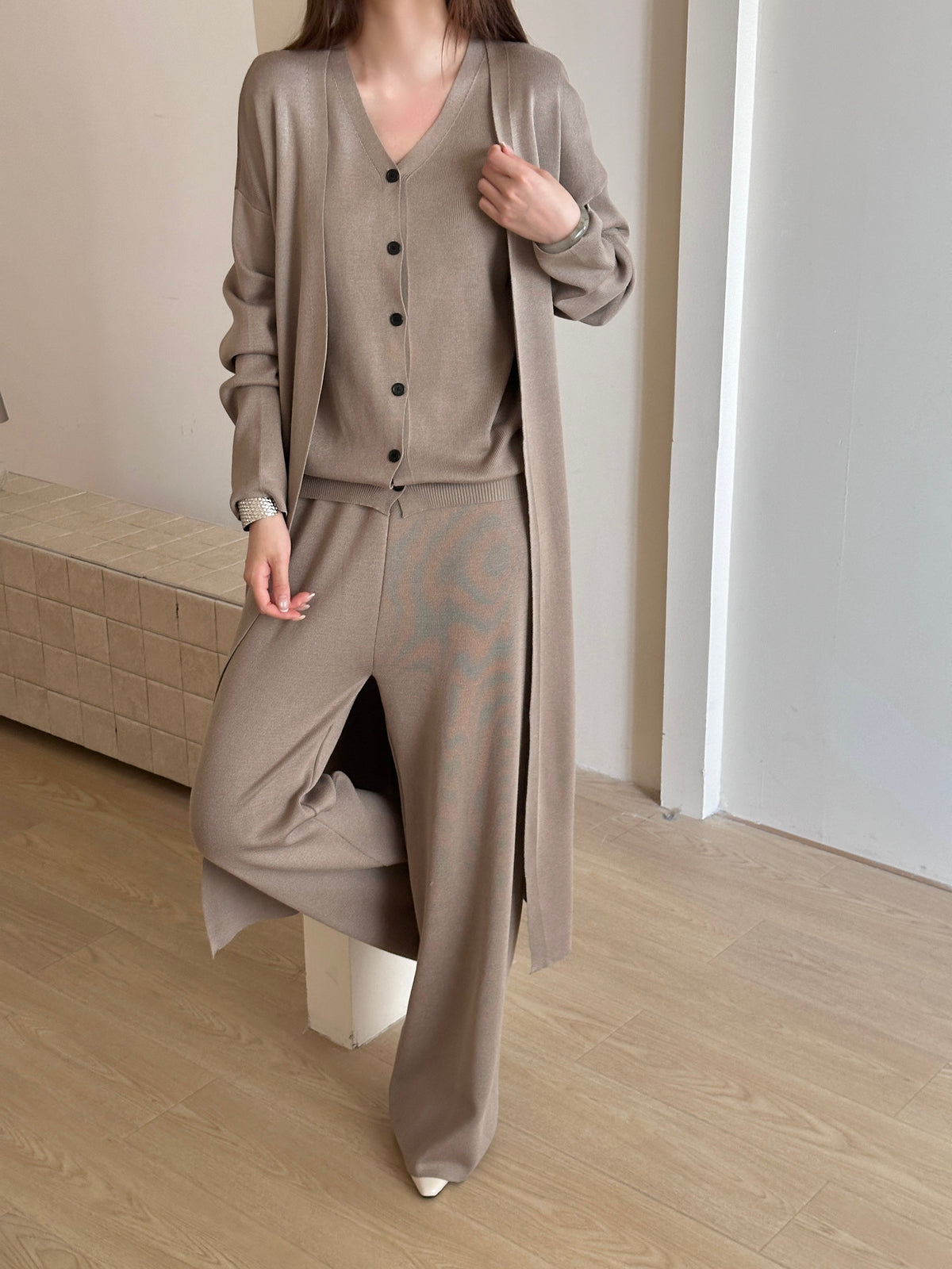 Vienna Buttoned Three Piece Knit Suit