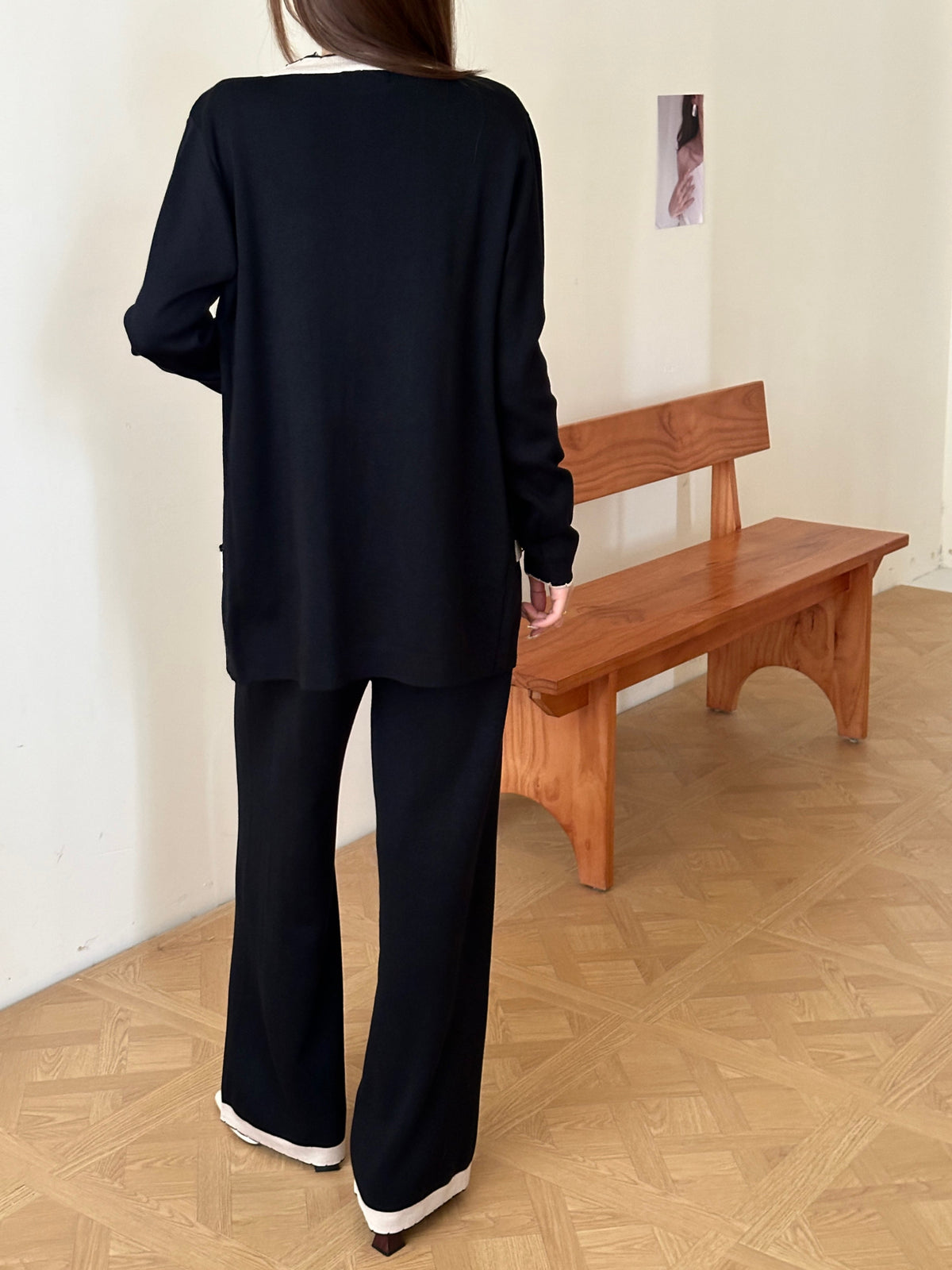 Bern Black and White Three Piece Knit Suit