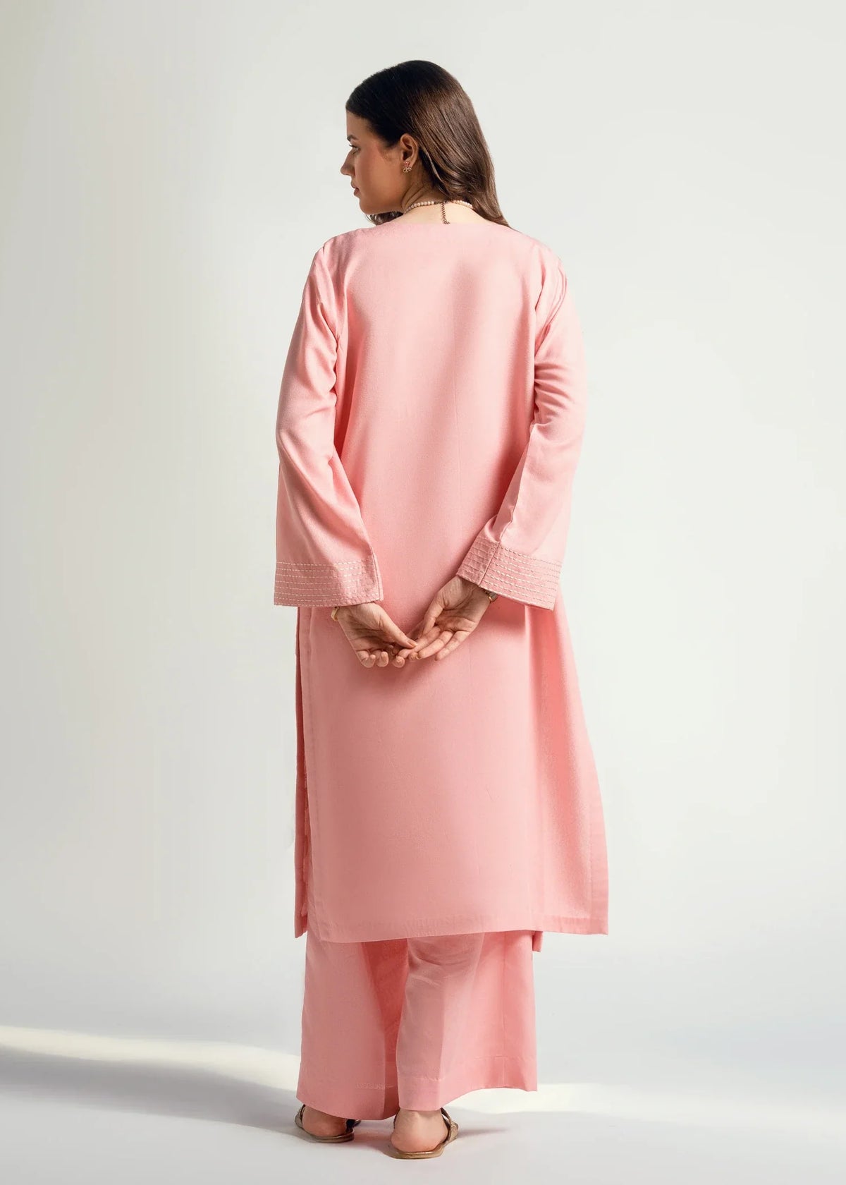 Karandi Kurta Set in Pink