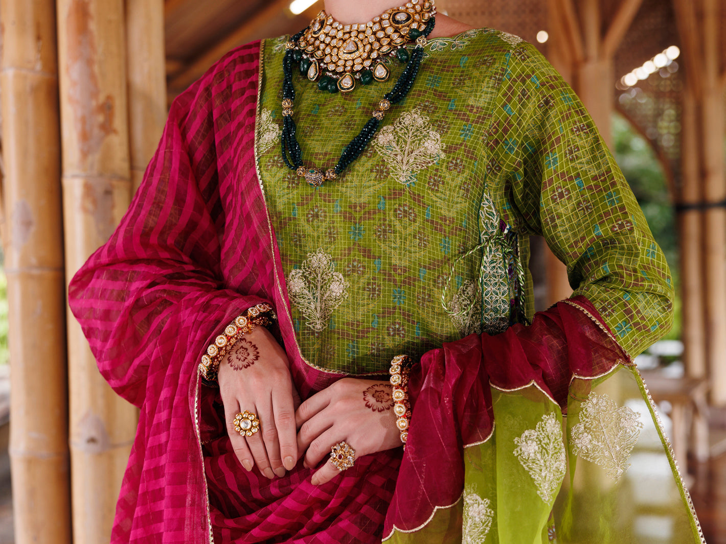 Green Maple Silk 3 Piece Unstitched - ALP-3PS-2026