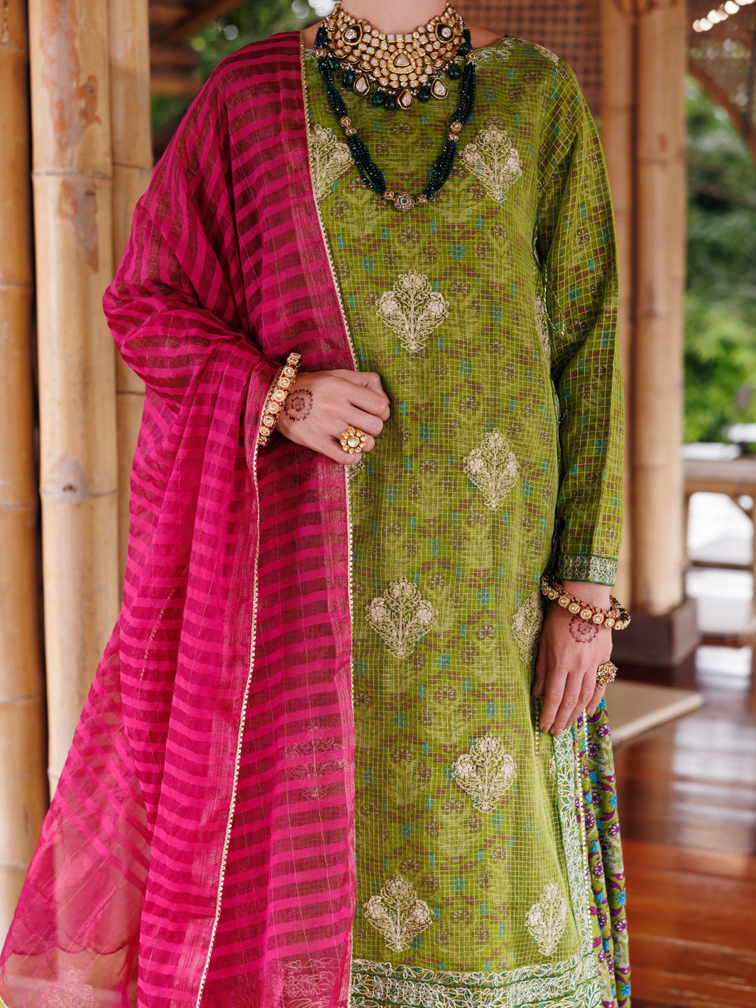 Green Maple Silk 3 Piece Stitched - ALP-3PS-2026