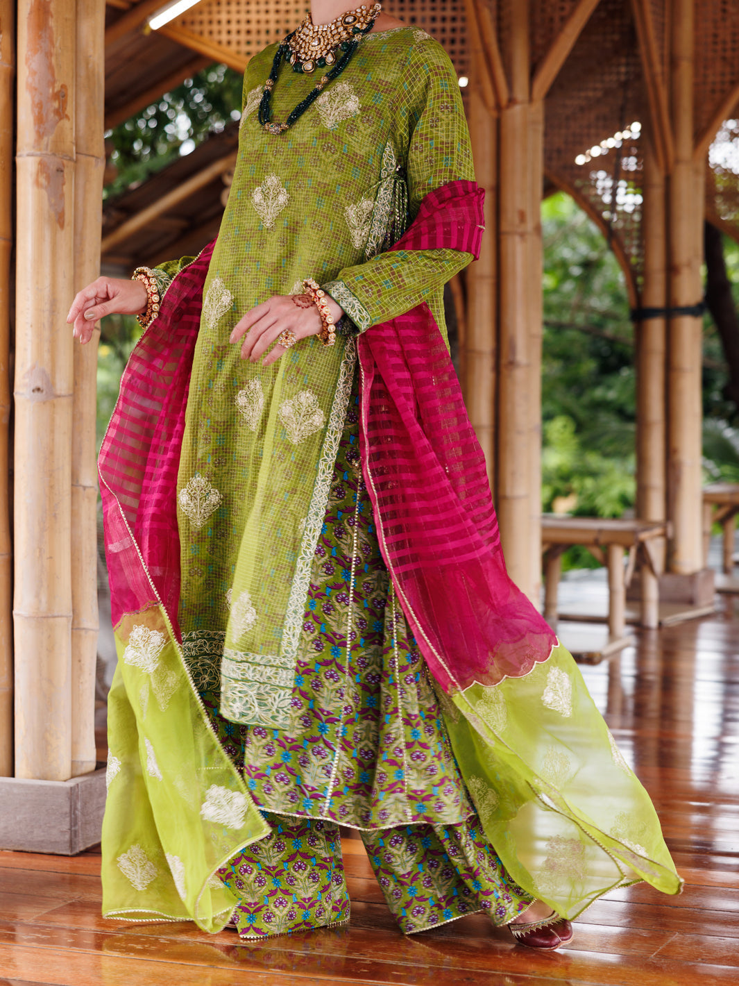 Green Maple Silk 3 Piece Stitched - ALP-3PS-2026