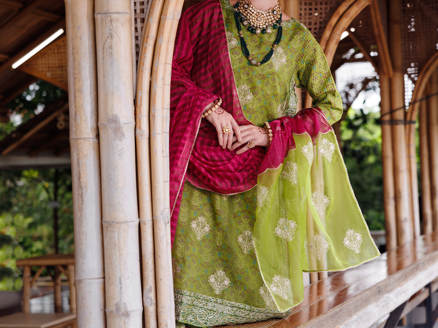Green Maple Silk 3 Piece Stitched - ALP-3PS-2026