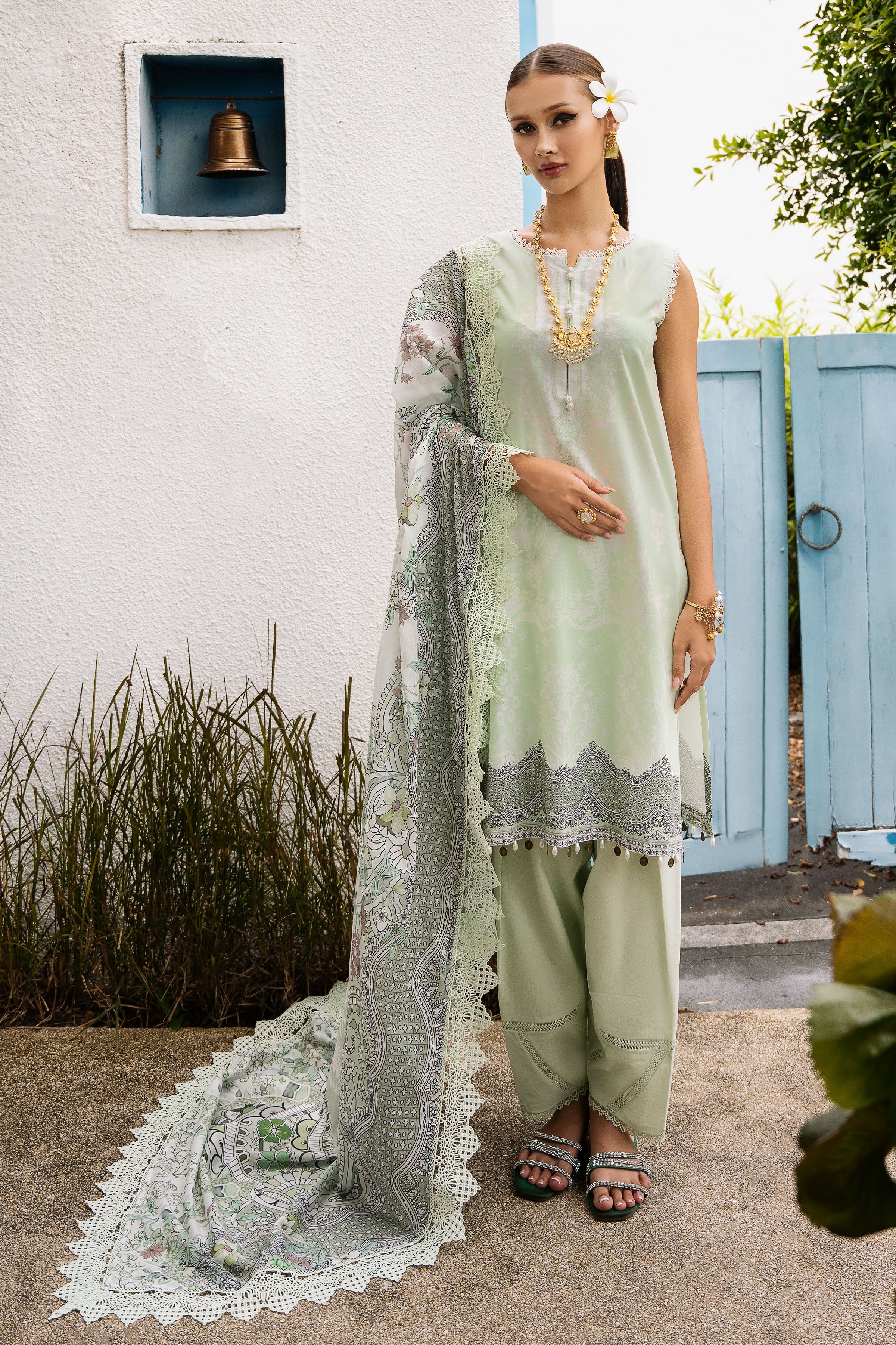 Plain Organza Dupatta with Trimmings