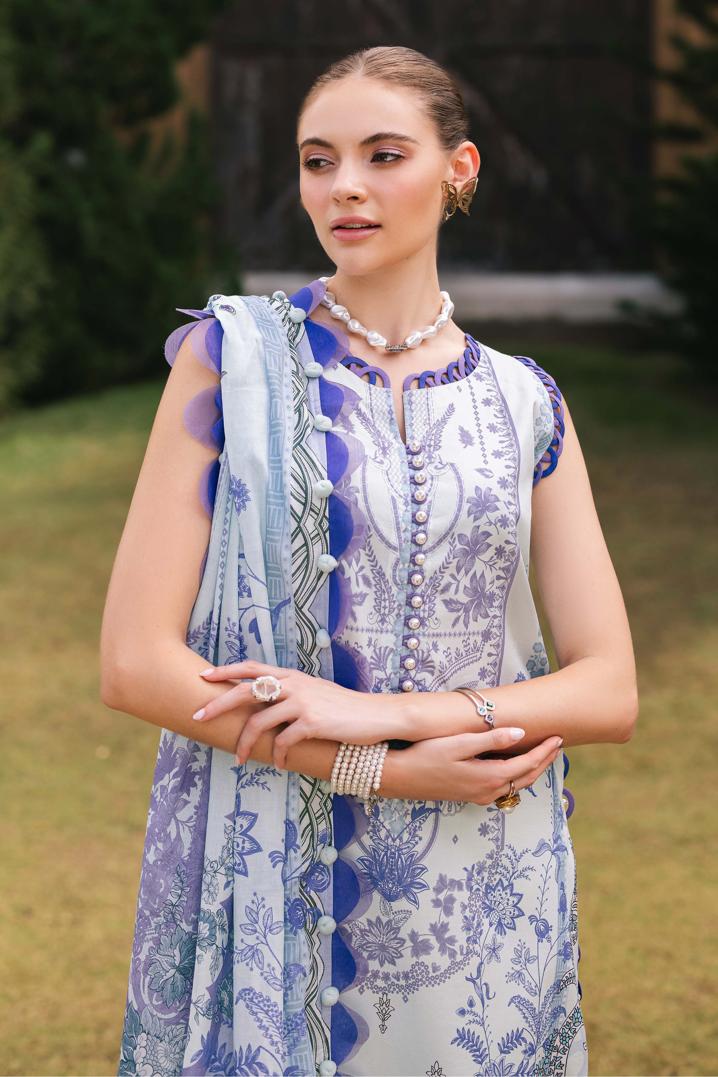 Plain Chiffon Dupatta with trimming