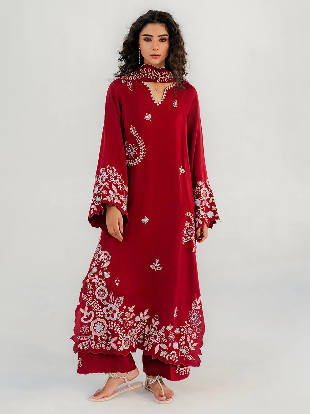 Crimson Bloom - 3pcs Rawsilk Ensemble
