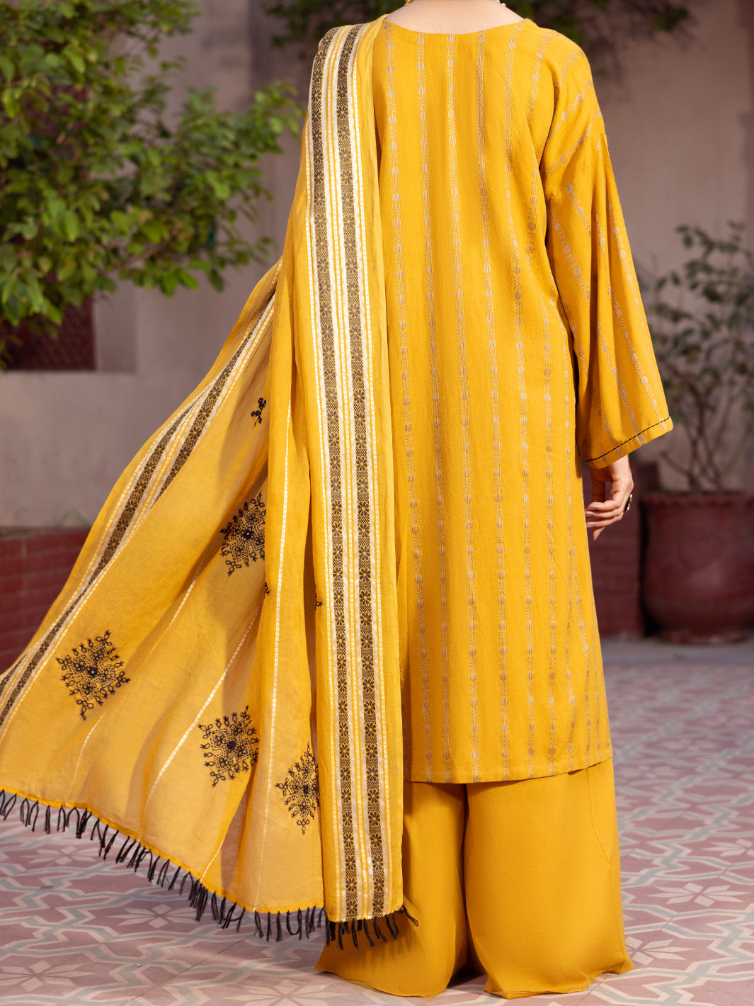 Orange Cotton Dobby 3Pc Unstitched - ALP-3PS-2132