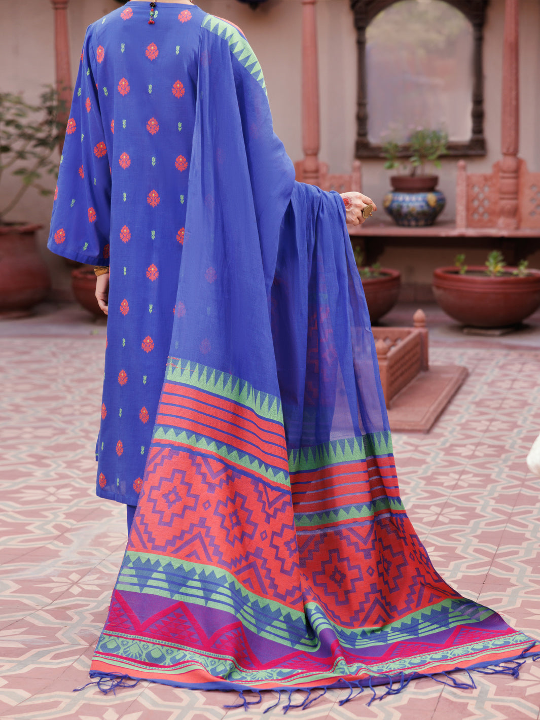 Blue Yarn Dyed 3Pc Stitched - ALP-3PS-2155