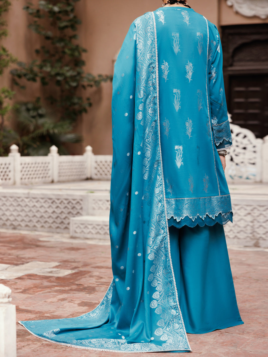 Teal Viscose Jacquard 3Pc Unstitched - ALP-3PS-2230