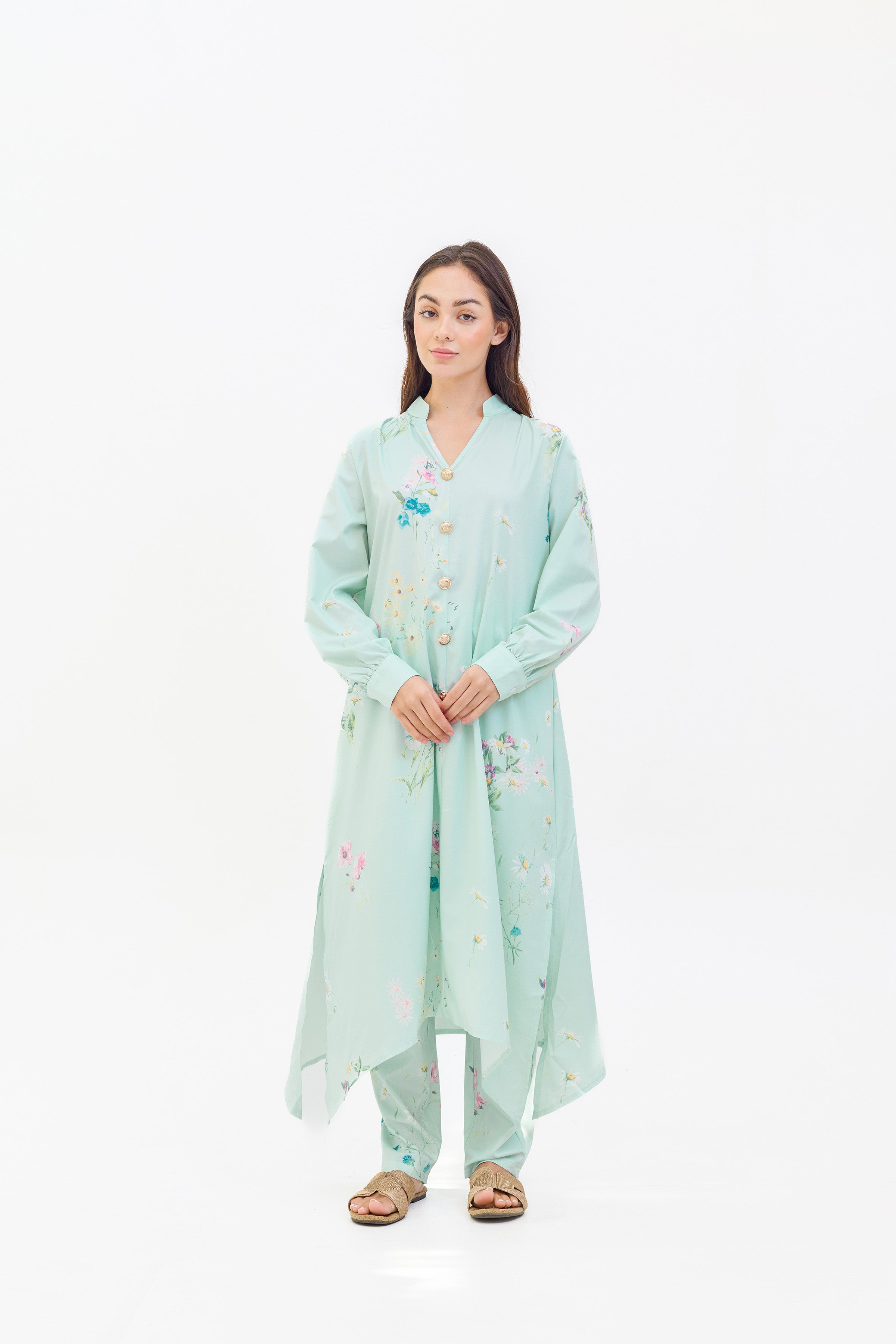 Miyara Two Piece Floral Mint Suit