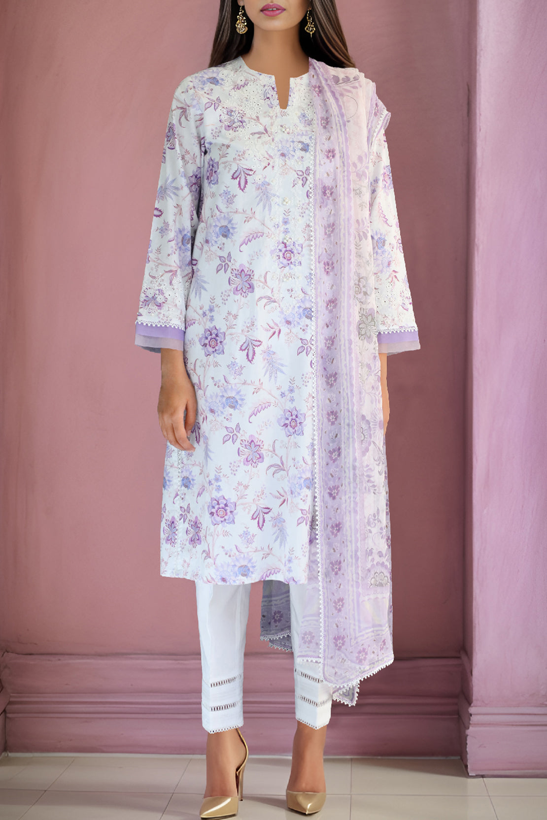 Unstitched Printed Cotton Filament  Embroidered 2 Piece (Shirt/Dupatta)59047