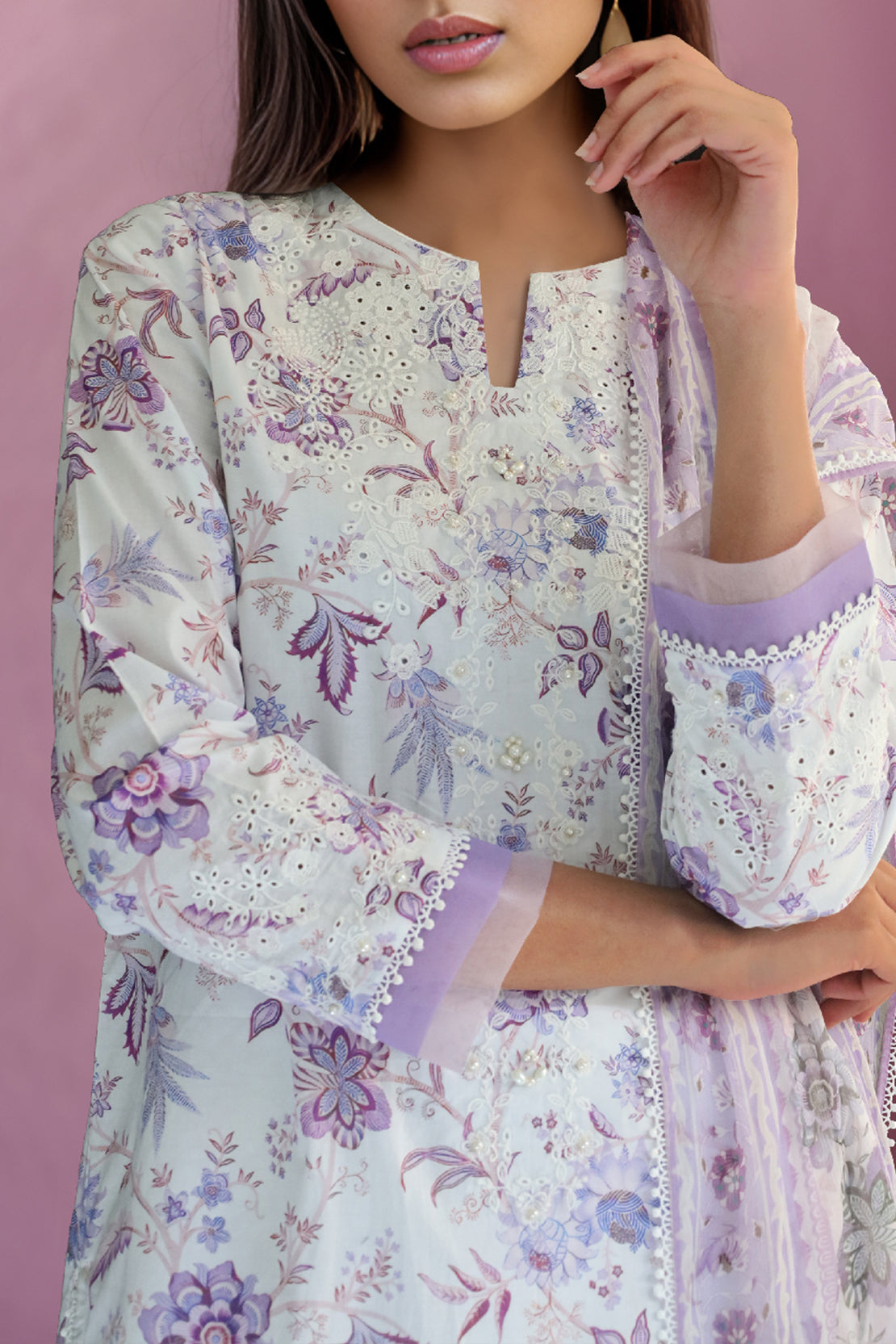 Unstitched Printed Cotton Filament  Embroidered 2 Piece (Shirt/Dupatta)59047