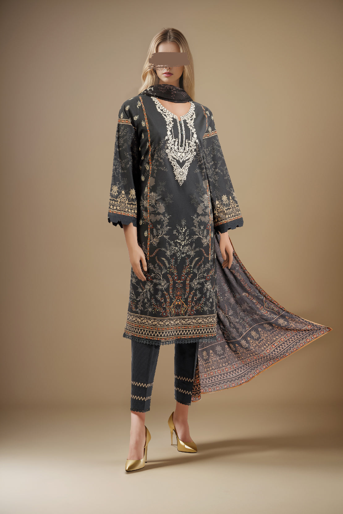 Unstitched Embroidered Lawn Shirt60383