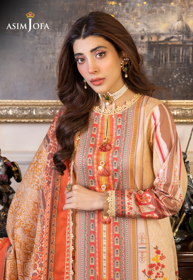 AJS-33 DESIGNERS STITCHED PRINTED LAWN 3 PCS