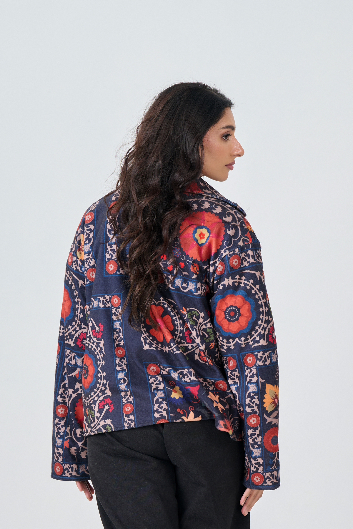 Button Down Collar Jacket Multi Colour (Black)