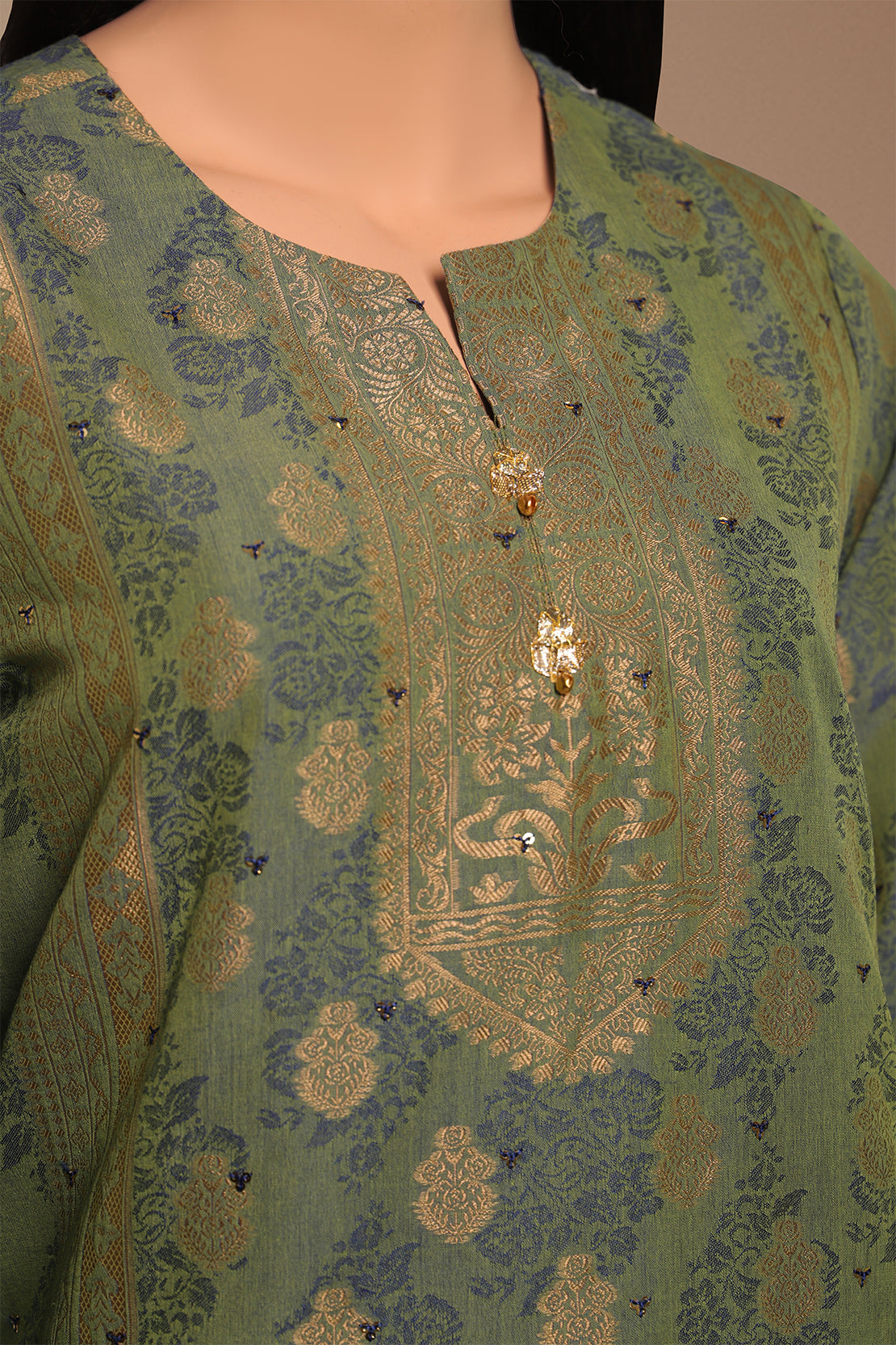 Unstitched Jacquard Cotton Embroidered 2 Piece (Shirt/Dupatta)60216